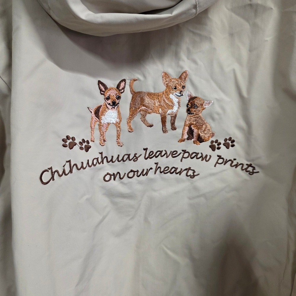NWT Bradford Exchange Chihuahua dog Reversible bomber Jacket Beige Cream 3X